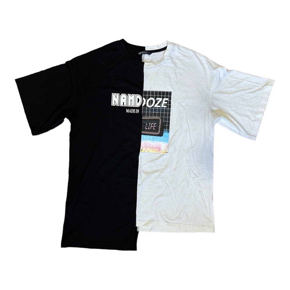 SHEIN half black half while tee